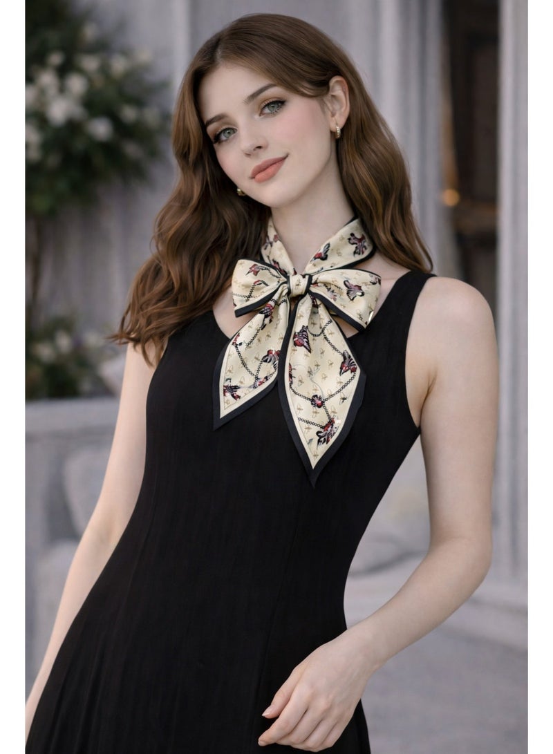 أولودينيز  وشاح حريري صغير للنساء – إكسسوار طويل نحيف بطبعات أنيقة - Image 1